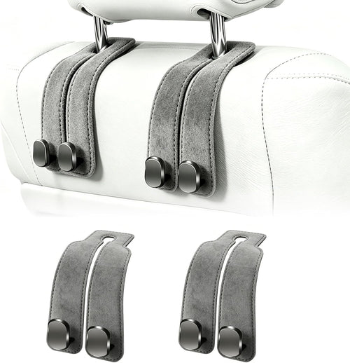 Amelity Gray Leather Car Headrest Hooks